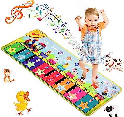 LEADSTAR Kids Piano Mat with 8 Animals Sounds,Foldable Piano Music Dance Mat Anti-skidding Floor Piano Keyboard Mat Educational Gifts Learning Toys for Baby Toddlers Boys Girls