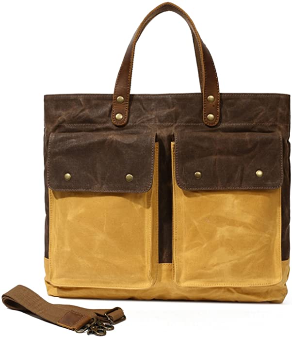 Partrisee large leather canvas handbag |crossbody tote bag | messenger bag | Travel bag | hand carry bag | waxed canvas bag