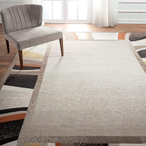 Home Dynamix Premium Rizzy Contemporary Border Area Rug, Taupe, 5'3"x7'5"