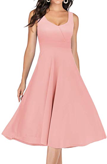 DRESSTELLS Women's Vintage Homecoming Sleeveless Tea Dress Cocktail Party Swing Dress