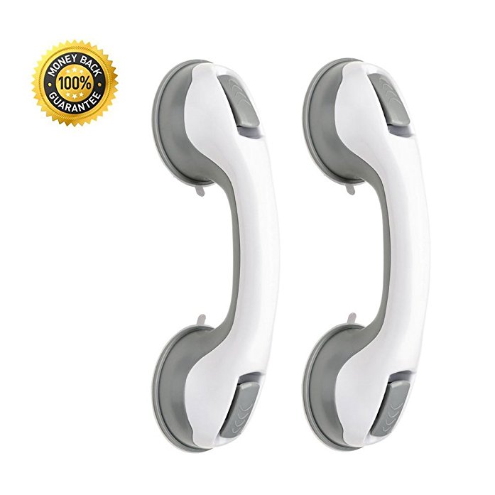Shower Rails PILAAIDOU Support Handle with Strong Sucker Hand Grip Handrail to Keep Balance for Bathroom Shower Toilet Disability Helping Tool (2 Pack)