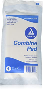 Sterile Combine (ABD) Pads by Dynarex - 5 Inches X 9 Inches - 20 Pads Each