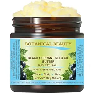 BLACK CURRANT SEED OIL BUTTER 100% Pure Natural VIRGIN UNREFINED Cold-Pressed 4 Fl oz 120 ml for Face, Skin, Body, Hair, Lip, Nails. Rich in Gamma-Linolenic Acid, Vitamin E