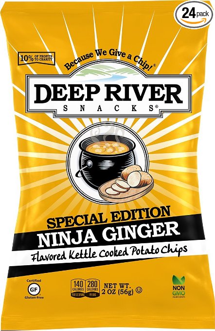 Deep River Snacks Kettle Chips, Ninja Ginger, 2 Ounce