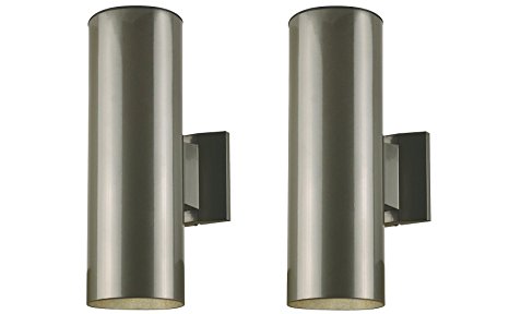 6797500 Two-Light Outdoor Wall Fixture, Polished Graphite Finish on Steel Cylinder (2, Two Light)