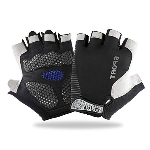 EVILTO Cycling Gloves, Half Finger Biking Gloves Fingerless Sports Gloves with Gel Foam Paded for Biking Sports, Anti-Slip Gloves for Bicycle Racing Men/Women