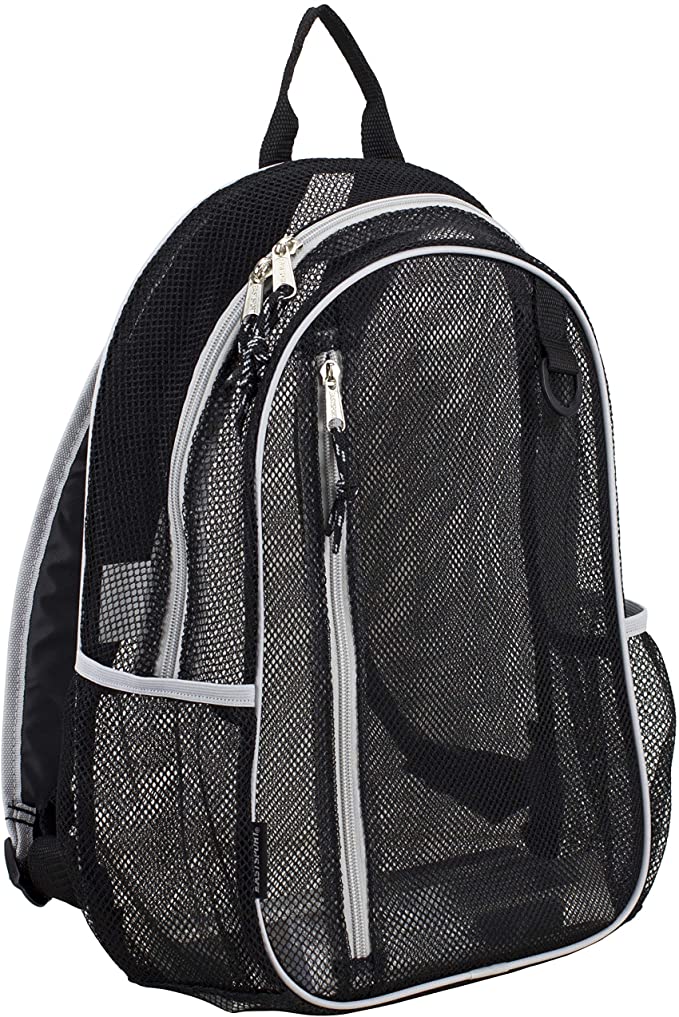 Eastsport Active Mesh Backpack with Padded Adjustable Straps, Black/Gray Trim