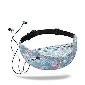 Waterproof Lady fanny packs Colorful Print women waist Bags girls Hip Belt Bags Money Travelling Mountaineering Mobile Phone Sports Hiking Running Fashion Lightweight (Flamingo)