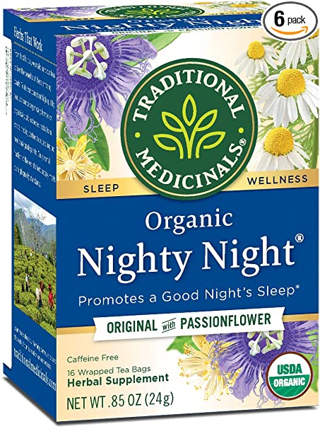 Traditional Medicinals Organic Nighty Night Tea Relaxation Tea, 16 Tea Bags (Pack of 6)