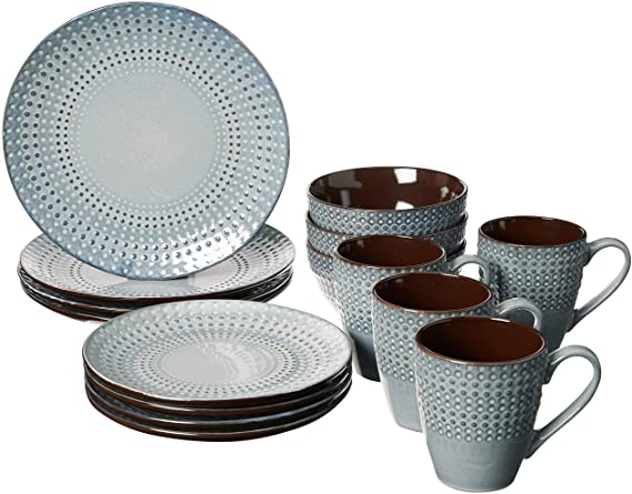 Gourmet Basics by Mikasa Riley 16 Piece Dinnerware Set (Set of 4), Blue