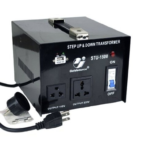 Goldsource STU-1500 Step Up & Down Voltage Converter Transformer with 5V USB Output - AC 110/220 V - 1500 Watt