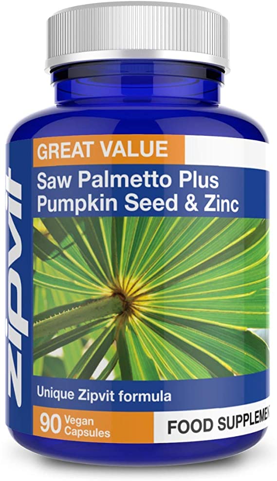 Saw Palmetto Complex, 90 Saw Palmetto Capsules with Pumpkin Seed and Zinc. UK Manufactured. Vegetarian Society Approved.