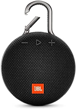 JBL Clip 3 Portable Waterproof Wireless Bluetooth Speaker - Non Retail Packaging (Midnight Black) with Clean Key