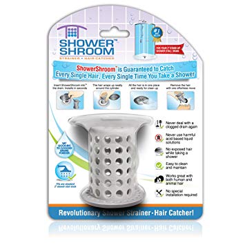 ShowerShroom The Revolutionary 2" Stand-up Shower Stall Drain Protector Hair Catcher/Strainer, Gray