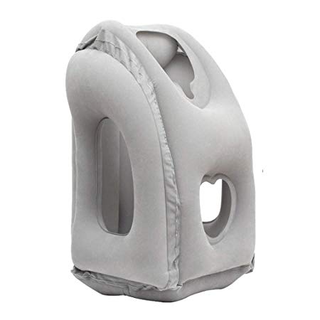 AirGoods Inflatable Travel Pillow 3rd Generation Neck and Head Support Pillow for Sleeping on The Airplane Train Car Home Office (Grey)