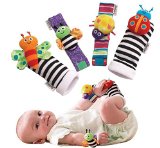 Weitengs 4 x Baby Infant Soft Toy Wrist Rattles Hands Foots finders Developmental