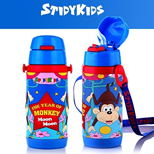 Shockproof Vacuum Insulated Bottle for Boys, Blue, Year of the Monkey