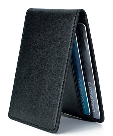 Ultra Slim Mini Size Wallet ID Window Card Case with RFID Blocking - Black