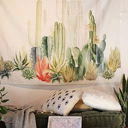 Tropical Plants Landscape Wall Tapestry Headboard Home Decor Wall Hanging Art(Multicolor) (Cactus, 58Wx78L)