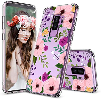 MOSNOVO for Samsung Galaxy S9 Plus Case, for Galaxy S9 Plus Case, Crystal Clear Slim Soft TPU   PC Cover Case with Flower Garden Design Case for Galaxy S9 Plus