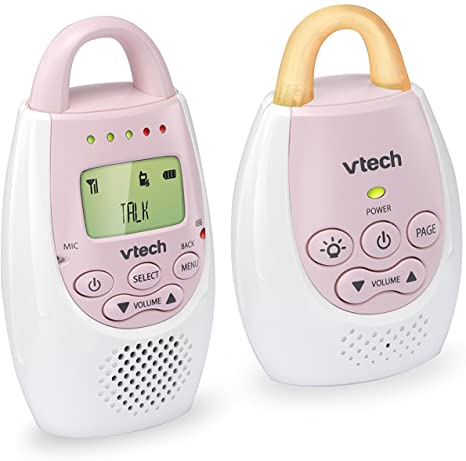 VTech BA72211PK Pink Audio Baby Monitor with up to 1,000 ft of Range, Vibrating Sound-Alert, Talk Back Intercom & Night Light Loop