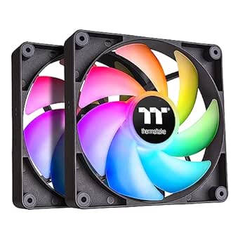 Thermaltake CT140 ARGB Sync PC Cooling Fan (2-Fan Pack), 5V Motherboard Sync, 16.8 Million Colors 9 Addressable LEDs, 140 mm Hydraulic Bearing Case/Radiator Fan, CL-F150-PL14SW-A,Black