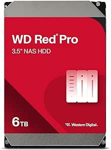 WD Red Pro 6 to NAS 3,5" Disque Dur Interne - Classe 7200 RPM, SATA 6 Go/s, CMR, 256 Mo en Cache, Garantie 5 Ans