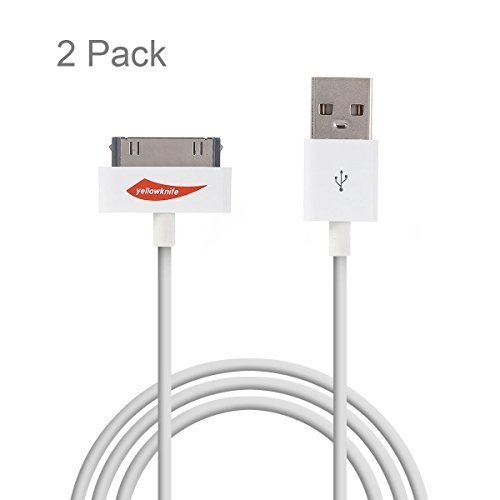 Apple MFi Certified 2 Pack 2 PCS 3 feet 30 Pin to USB Sync and Charge Data Dock Cable Cord for Apple iPhone 4 iPhone 4s iPhone 3G iPad 1 iPad 2 iPad 3  iPod 1 iPod 2 iPod 3 iPod 4 iPod 5 iPod 6 iPod Nano iPod Touch White