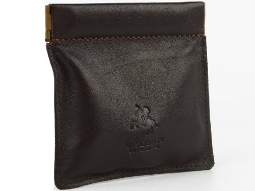 Visconti CP7 Leather Coin Purse Pouch Squeeze Change Wallet or Key Holder (Brown)