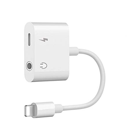 IMBCYL Headphone Jack Adapter AUX Audio Splitter and Charge Compatible for iPhone X/7/7 Plus /8/8 Plus Splitter Adaptor Support to Listening Music and Charge Replacement for iOS 11.4 System -White