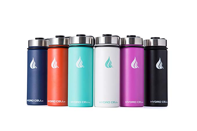 HYDRO CELL Stainless Steel Water Bottle w/Straw & Wide Mouth Lids (40oz 32oz 24oz 18oz) - Keeps Liquids Hot or Cold with Double Wall Vacuum Insulated Sweat Proof Sport Design