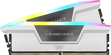 CORSAIR VENGEANCE RGB DDR5 RAM 32GB (2x16GB) 5200MHz CL40 Intel XMP iCUE Compatible Computer Memory - White (CMH32GX5M2B5200C40W)