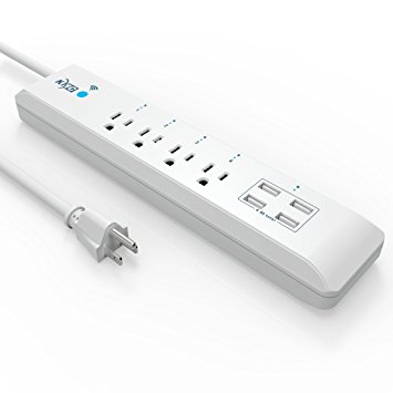 KMC 4-Outlet Smart Power Strip for 4 USB(4.8A), Wi-Fi Surge Protector with 6-Foot, Remote Control, Save Energy, Smart Switch Timer, Works with Amazon Echo