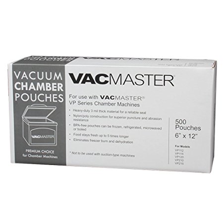 VacMaster 40721 3-Mil Vacuum Chamber Pouches, 6-Inch by 12-Inch, 500 per Box