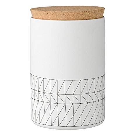 Bloomingville Ceramic Carina Jar with Cork Lid, Small, White/Black