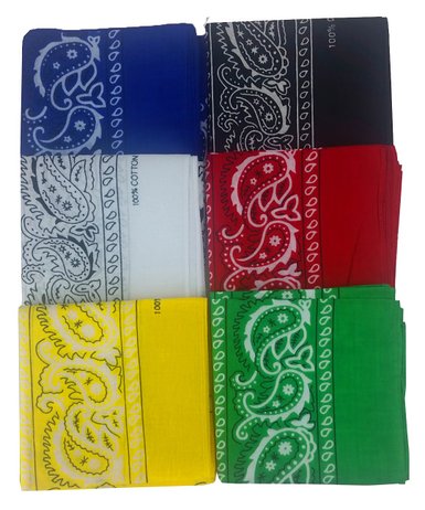 6 Color Pack Double Sided Print - Pack Of 6 Assorted Color Classic Paisley Bandanas