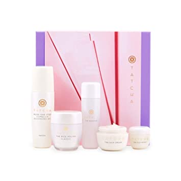 Tatcha The Starter Ritual Set - Nourishing for Normal to Dry Skin: Includes Pure One Step Camelia Cleansing Oil, The Rice Polish: Classic, The Essence, The Silk Cream & The Silk Peony