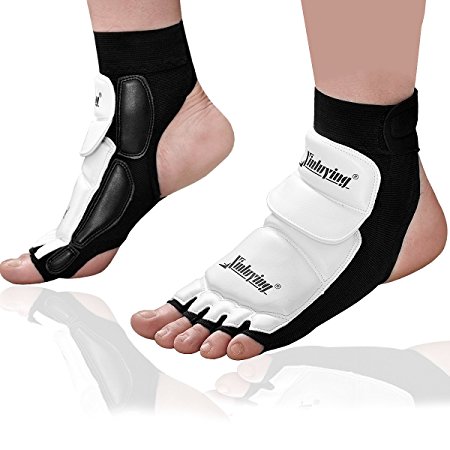 Xinluying Women Men Taekwondo Foot Protector Gear Martial Arts Fight Boxing Punch Bag Sparring Training MMA UFC Thi Leather S-XXXL