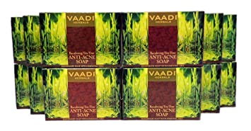 Tea Tree Oil Bath Bar Soap - Handmade Herbal Soap - ALL Natural - Anti Acne Therapy - Each 2.65 Ounces - Pack of 12 (32 Ounces, 2 Lb) - Vaadi Herbals