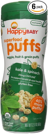 Happy Baby Organic Superfood Puffs, Kale & Spinach, 2.1 Ounce (Pack of 6)