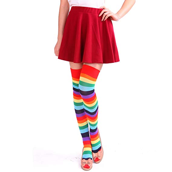 HDE Women’s Extra Long Striped Socks Over Knee High Opaque Stockings