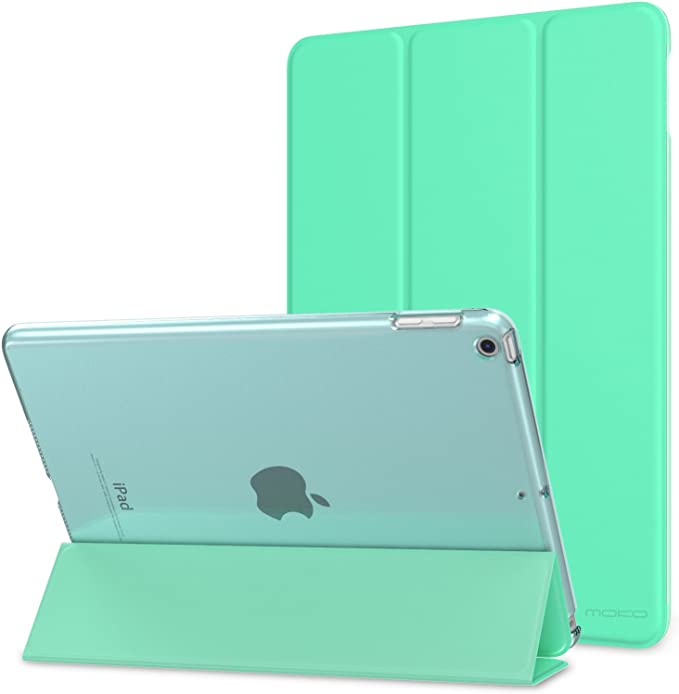 MoKo Case Fit 2018/2017 iPad 9.7 5th / 6th Generation, Slim Lightweight Smart Shell Stand Cover with Translucent Frosted Back Protector Fit Apple iPad 9.7 Inch 2018/2017, Mint GREEN(Auto Wake/Sleep)