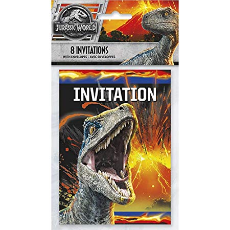 Jurassic World Fallen Kingdom Birthday Party Supplies 8 Pack Invitations