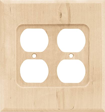 Brainerd 64651 Wood Square Double Duplex Outlet Wall Plate / Switch Plate / Cover, Unfinished