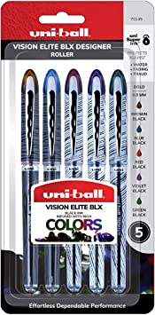 uni-ball Vision Elite BLX Infusion Rollerball Pens, Bold Point (0.8mm), Blue/Black, 3 Count