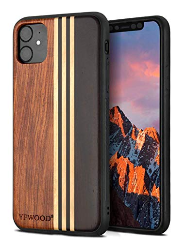 YFWOOD Compatible for iPhone 11 Case 6.1 inch, Unique Wood Shockproof Drop Proof Bumper Protection Cover for iPhone 11