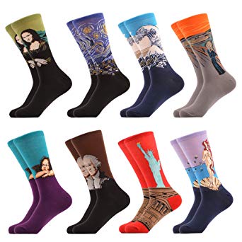 WeciBor Men's Dress Cool Colorful Novelty Funny Casual Combed Cotton Crew Socks Pack