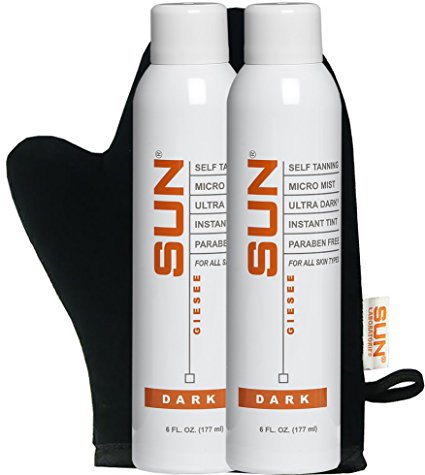 Spray Tan Self Tanner Micro Mist Ultra Dark 2- Pack with Tanning Mitt Natural Sunless Airbrush, Body and Face for Bronzing and Golden Tan - Natural Sunless Airbrush | Sunless Tan Spray |nstant Bronze