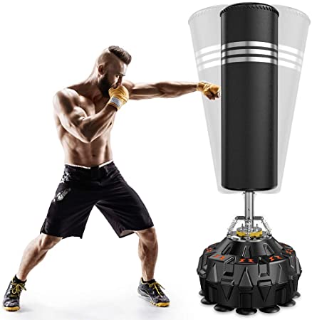 Dprodo Freestanding Punching Bag 70’’ - 182lb Heavy Boxing Bag with Suction Cup Base for Adult Youth - Men Stand Kickboxing Bag for Home Office