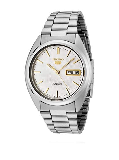 Seiko Men's SNXG47 Seiko 5 Automatic White Dial Stainless Steel Watch